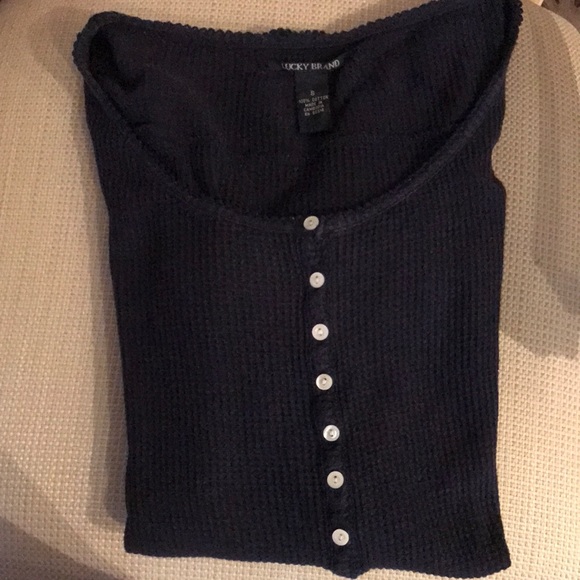 Ladies Lucky Brand Navy Thermal Top - Picture 5 of 7